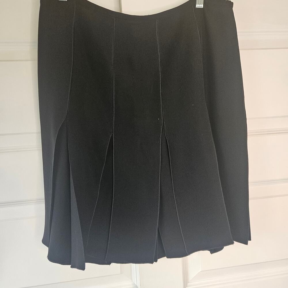 Vintage Armani Collezioni Car Wash Skirt Black Paneled Pleated Size 12 Italy 90s - Picture 3 of 8